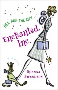 Enchanted, Inc. book cover, showing cartoon fairy and frog prince in business attire