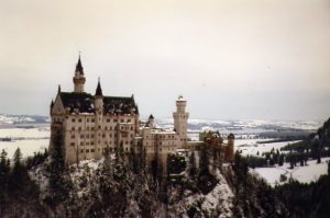 Neuschwanstein Castle, like something out of a fairytale, on a snowy day