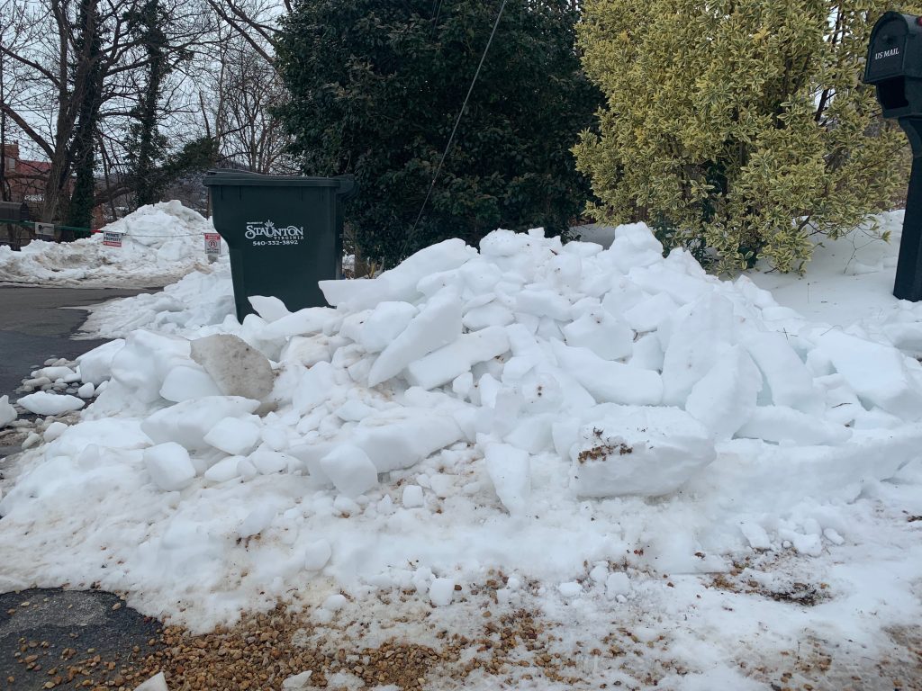 A pile of ice blocks.